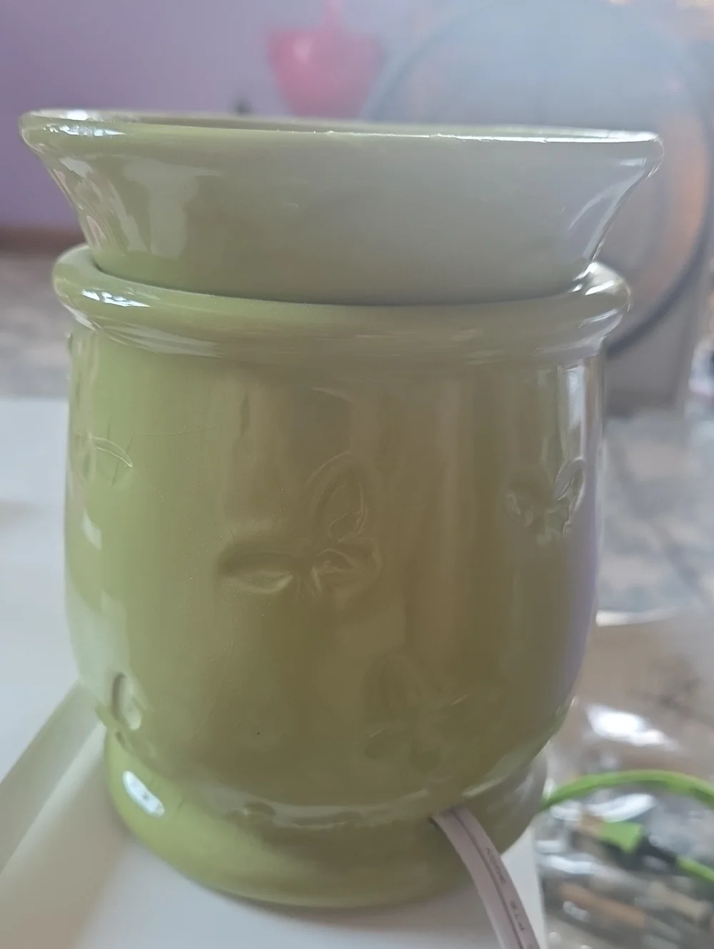 Scentsy Lime Green Ceramic Butterfly Wax Warmer Retired And 22 Wax Melts